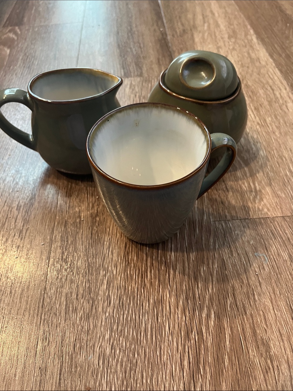 Sango Nova Concepts Stoneware Avocado Mug, Creamer and Sugar Set